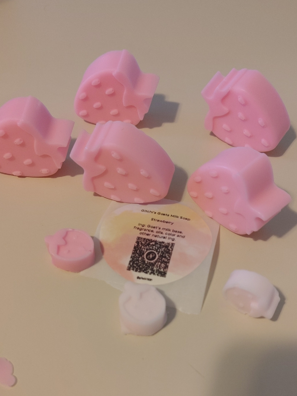 Pink Strawberry Fragrant Goats Milk Soap Bars .75 oz. Each Mini